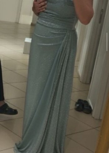 yeşil Drapeli Straplez Uzun Abiye - Görsel 2