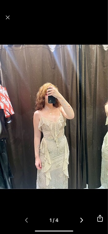 ZARA FIRFIRLI PIRILTILI MİDİ ELBİSE