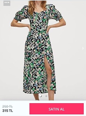 H&M maxi boy çiçek desenli yazlık elbise
