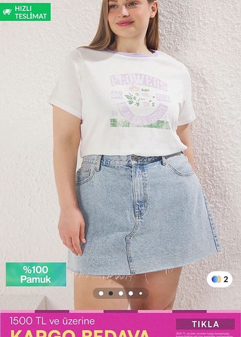 Beyaz Batik Desenli Denim Midi Etek