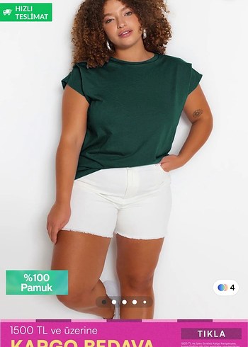 Kadın Yeşil Pamuklu Mini Bermuda Şort