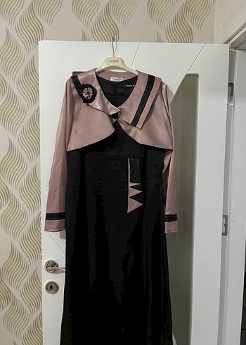 Pembe Siyah Gotik Uzun Elbise