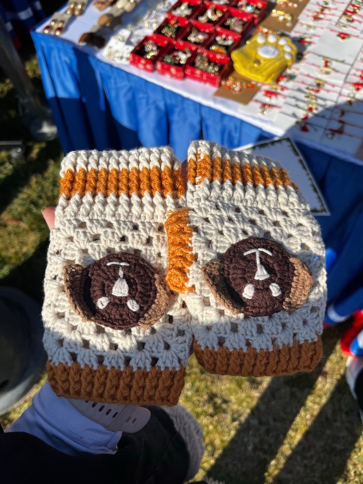 Nakışlı Camel Renk Örgü Eldiven - Görsel 2