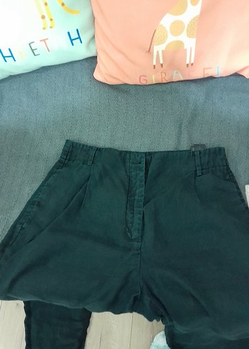 Siyah Bol Kesim Hamile Keten Pantolon - Görsel 2