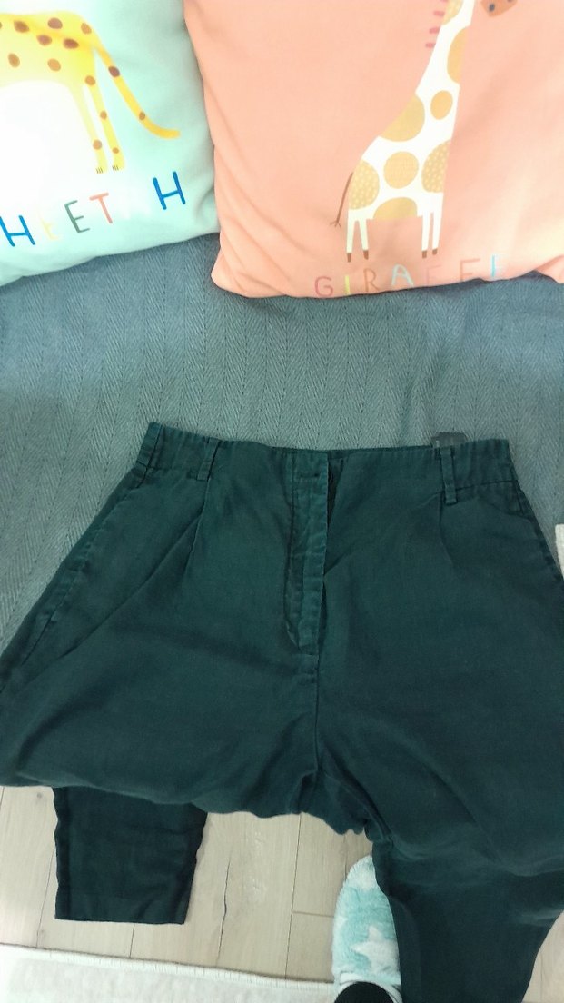 Siyah Bol Kesim Hamile Keten Pantolon - Görsel 2