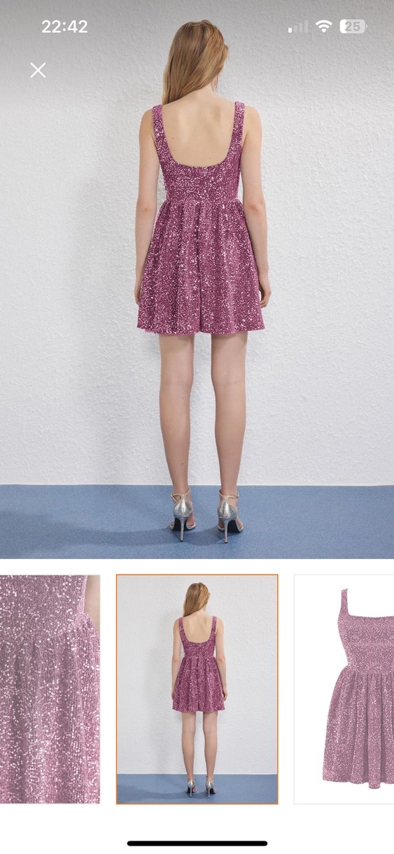 Trendyolmilla Pembe Mini Simli Kiloş Payetli Elbise - Görsel 2