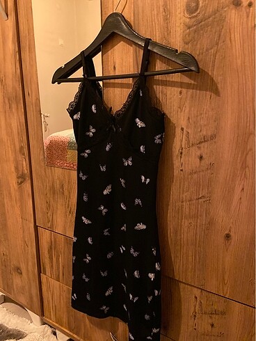 H&M Kelebek Desenli Mini Elbise