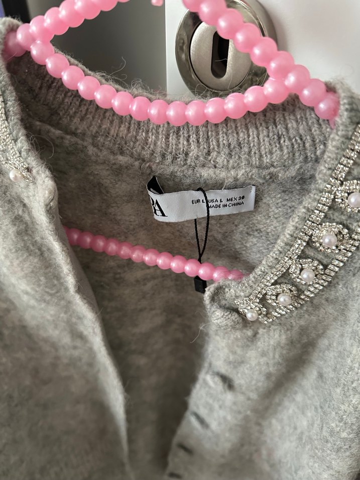 Kız Çocuk Gri Örgü Hırka - Görsel 2