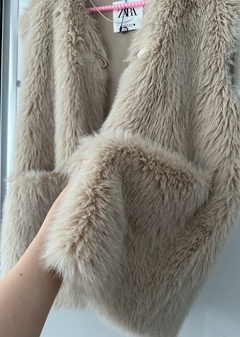 Bej Kürk Detaylı Kadın Yelek - Görsel 5