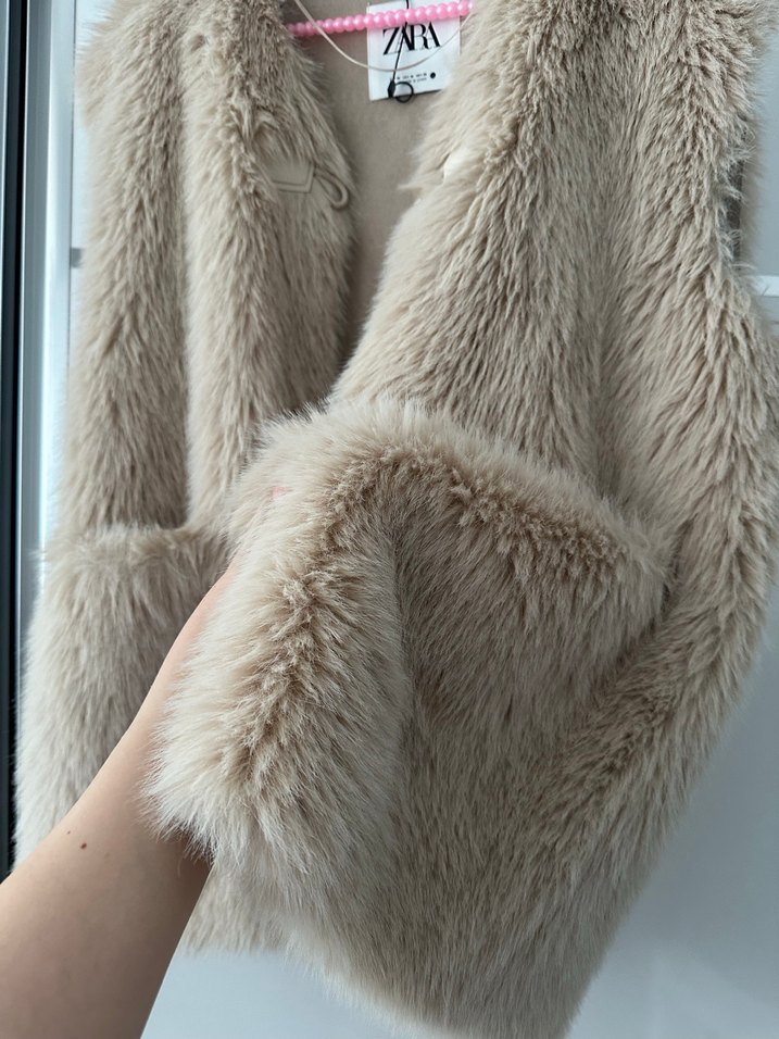 Bej Kürk Detaylı Kadın Yelek - Görsel 5