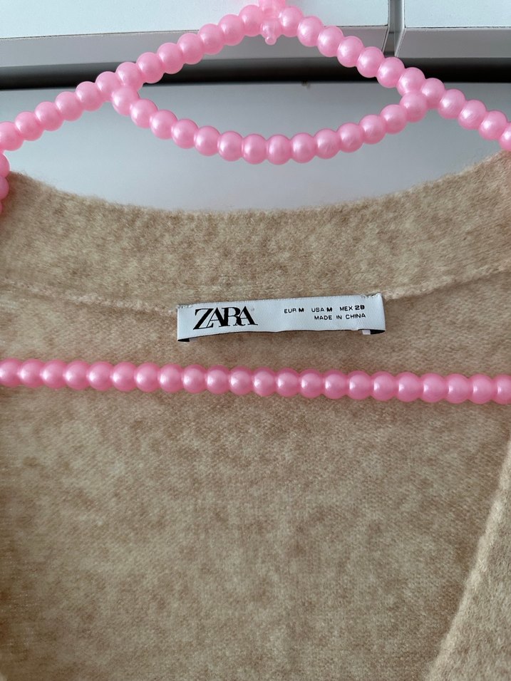 Bej Uzun Kollu Örgü Kadın Hırka - Görsel 2