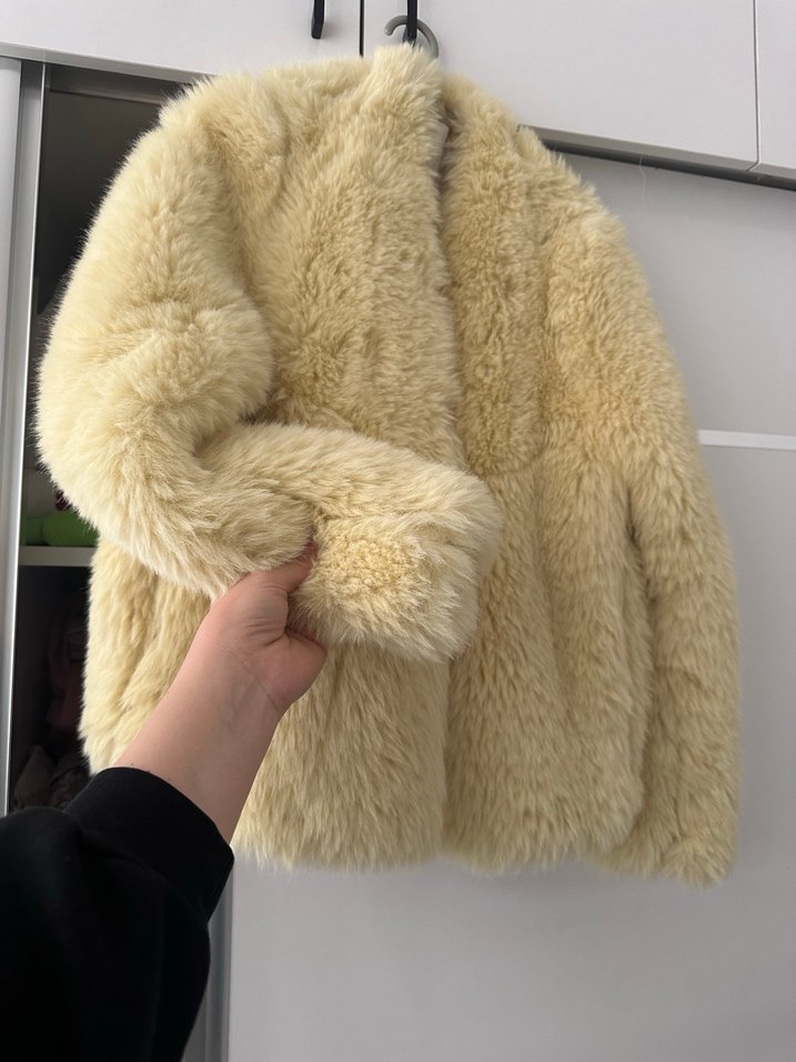 SarıKadın Midi Boy Suni Kürk Ceket - Görsel 2