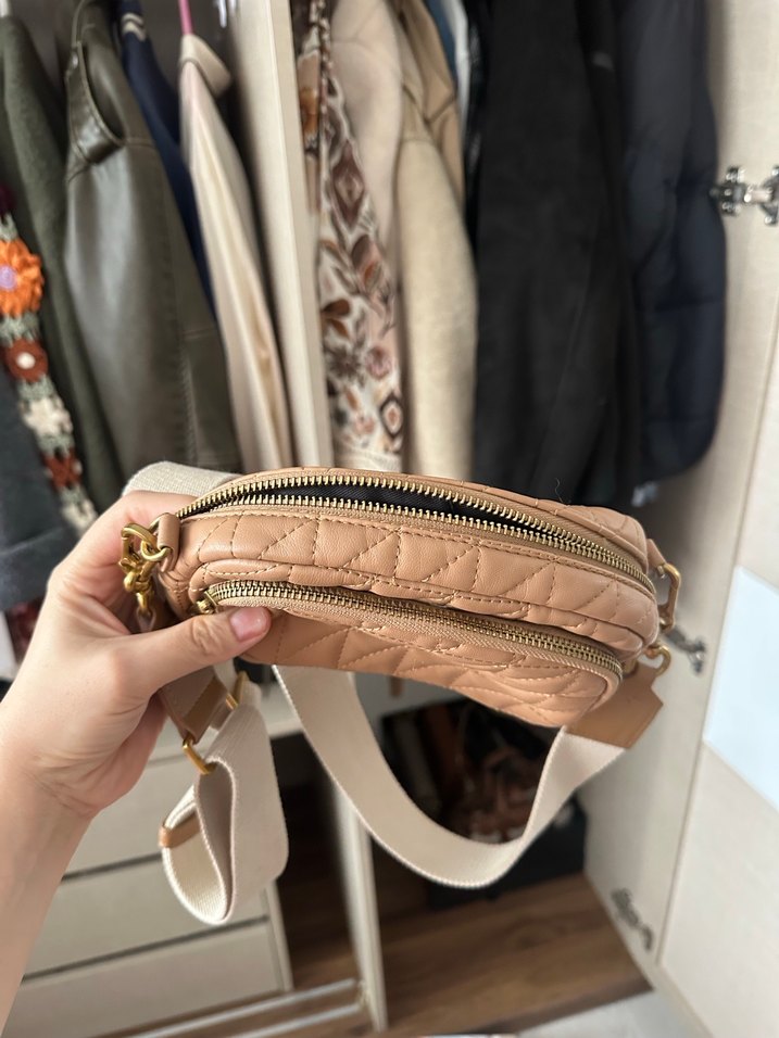 Bej Deri Kadın El Çantası - Görsel 2