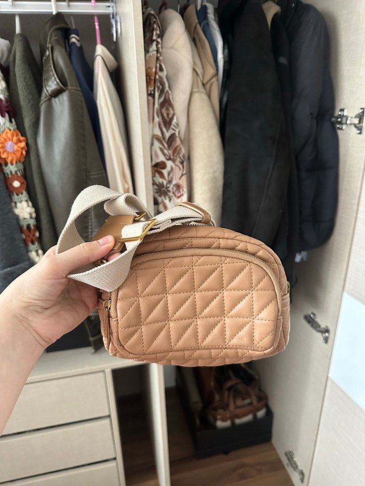 Bej Deri Kadın El Çantası - Görsel 3