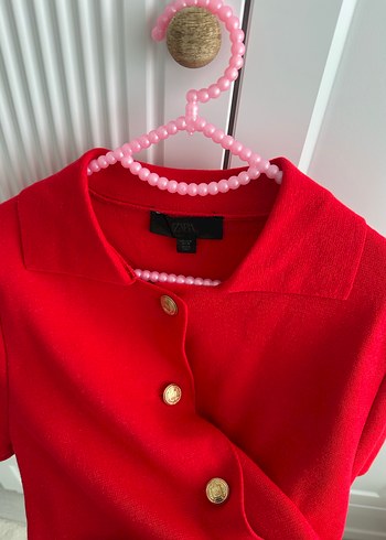 Kırmızı Düğmeli Midi Kadın Ceket - Görsel 3