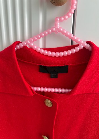 Kırmızı Düğmeli Midi Kadın Ceket - Görsel 5