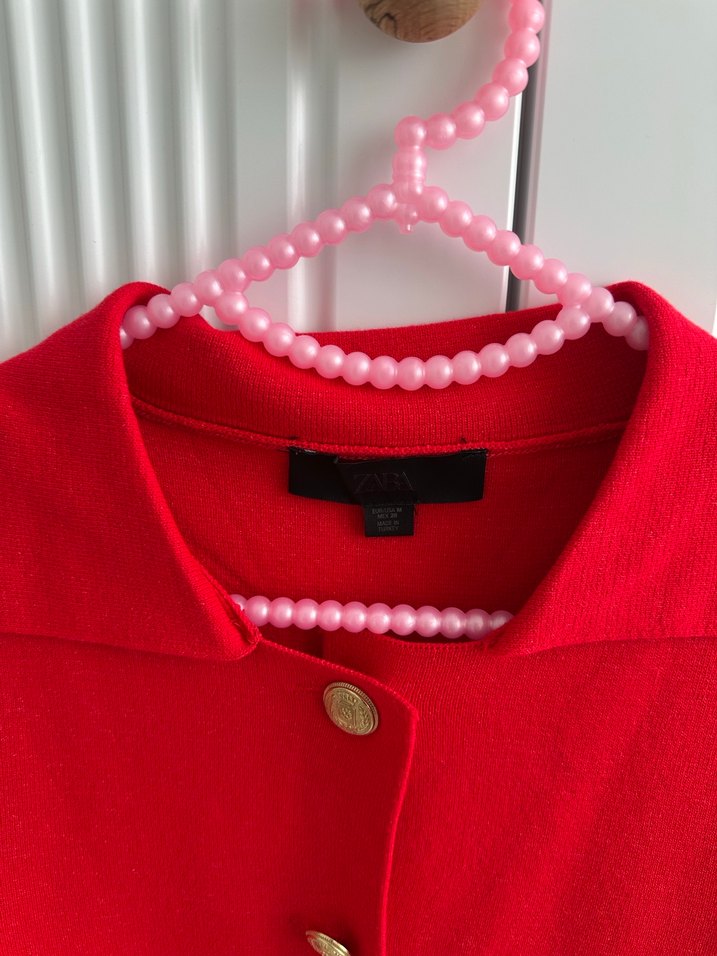 Kırmızı Düğmeli Midi Kadın Ceket - Görsel 5