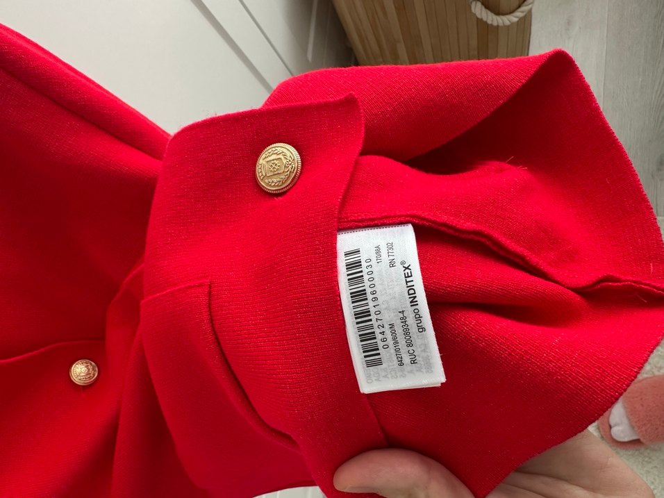 Kırmızı Düğmeli Midi Kadın Ceket - Görsel 4