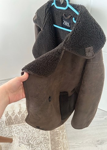 Kürklü kahve biker mont - Görsel 3