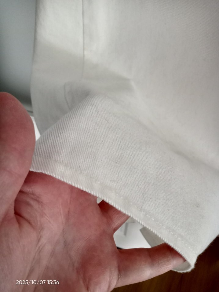 Beyaz Uzun Kollu Kemerli Denim Elbise - Görsel 5