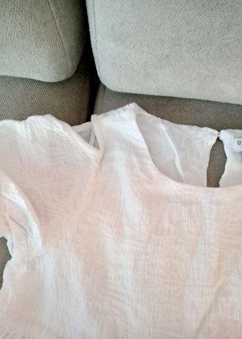 Kız Çocuk Beyaz Keten Elbise - Görsel 4