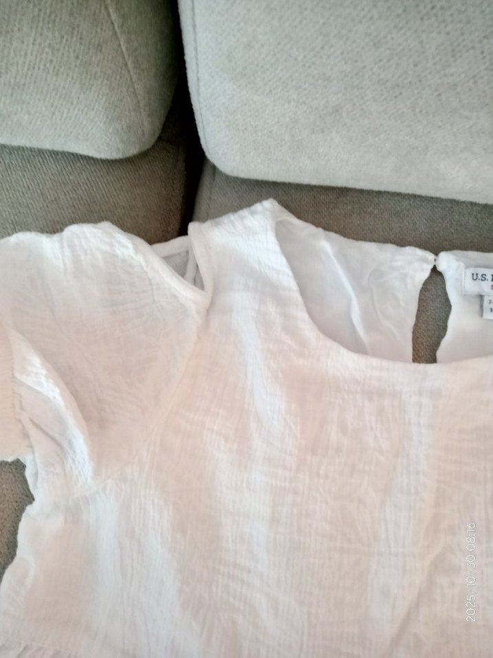 Kız Çocuk Beyaz Keten Elbise - Görsel 4