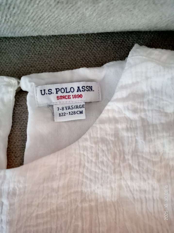 Kız Çocuk Beyaz Keten Elbise - Görsel 3