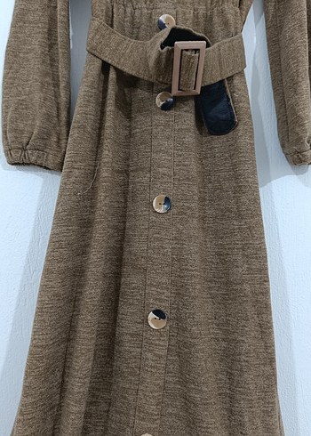 Kemerli Kahverengi Tesettür Elbise - Görsel 3