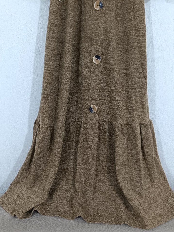 Kemerli Kahverengi Tesettür Elbise - Görsel 5