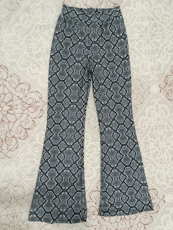 Kadın  Yılan Desenli  İspanyol Paça Pantolon - Görsel 3