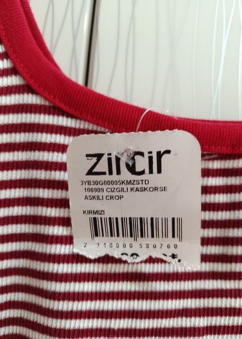 Kırmızı Çizgili Fitilli Crop - Görsel 3