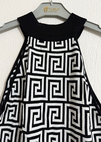Siyah Beyaz desenli  Elbise - Görsel 4