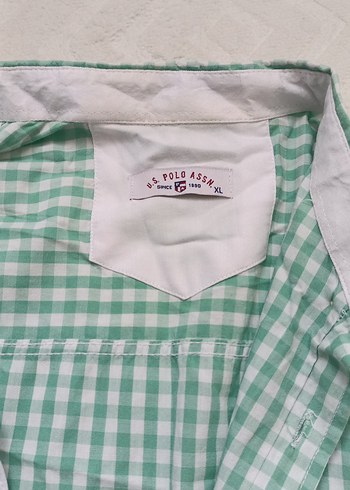 Yeşil Kareli Düğmeli Kısa Kollu Kadın Gömlek - Görsel 3