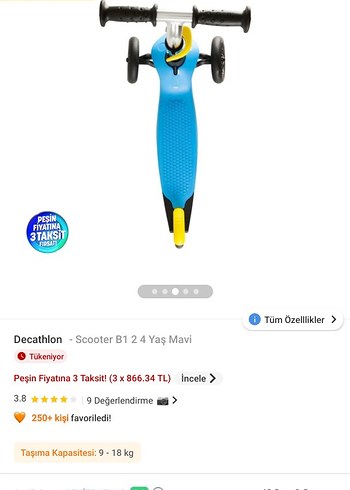 Beden mavi Renk Decathlon Scooter B1 Mavi