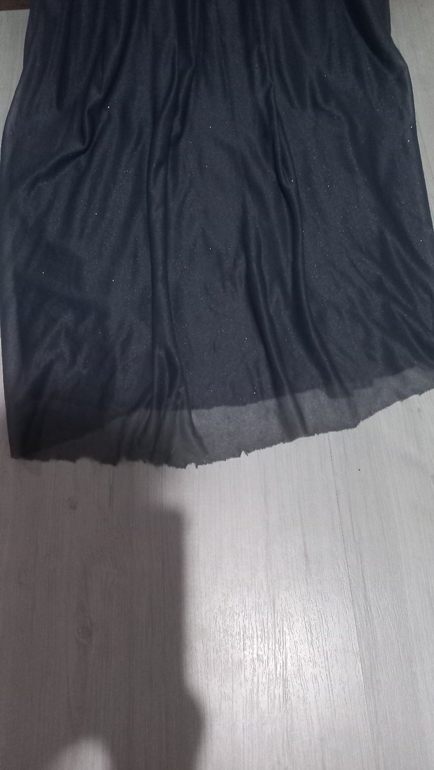 Gri Uzun Kollu Dökümlü Kadın Abiye Elbise - Görsel 4