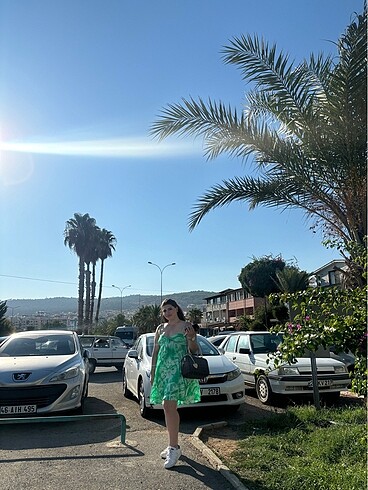 KOTON YEŞİL KISA ELBİSE - Görsel 5