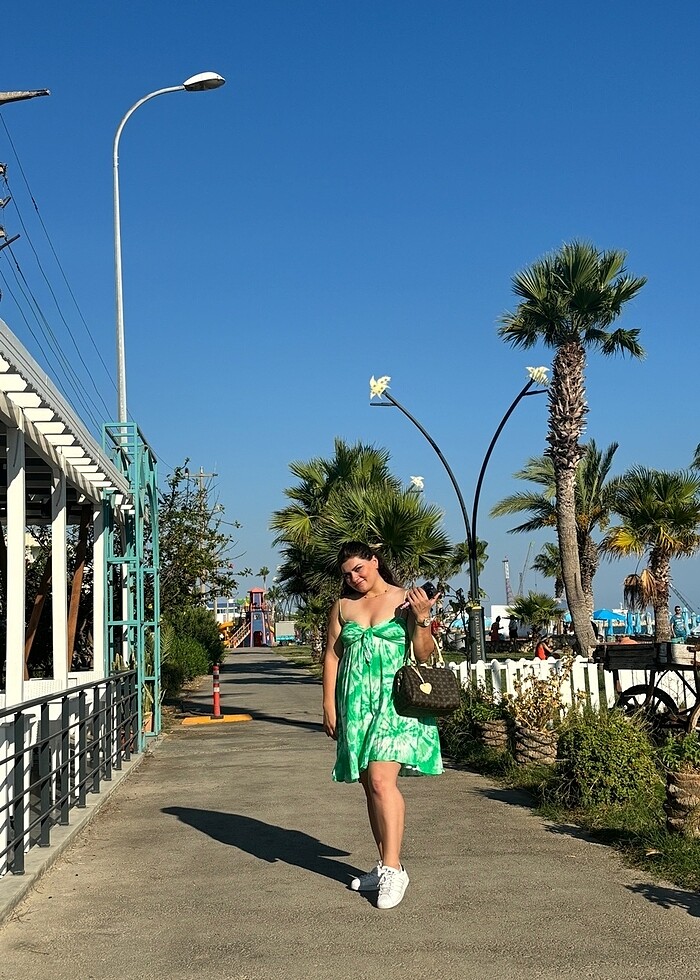 KOTON YEŞİL KISA ELBİSE - Görsel 4