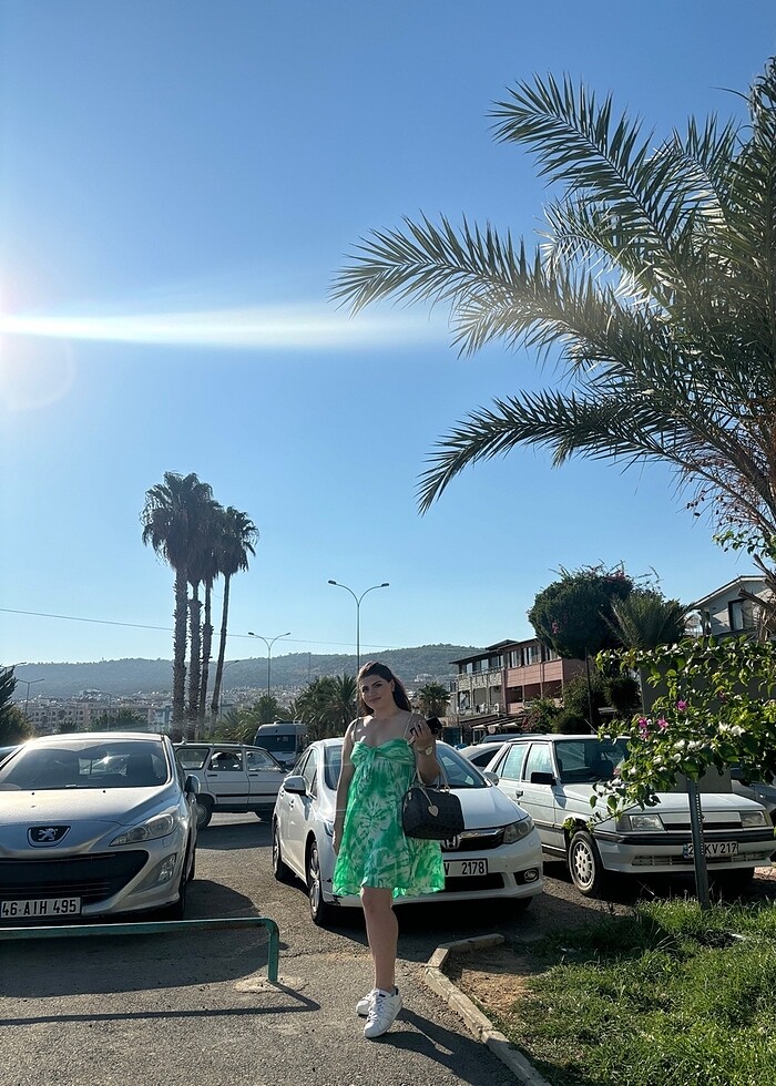 KOTON YEŞİL KISA ELBİSE - Görsel 5