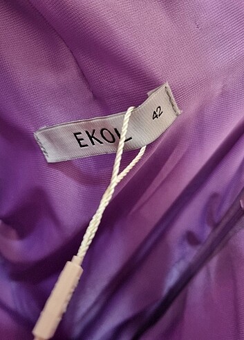 42 Beden Ekol Saten Elbise 42 no Lila