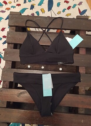 H&M 36 beden siyah bikini takım etiketi üzerinde