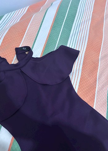 Mor Drapeli kısa Abiye Elbise - Görsel 4