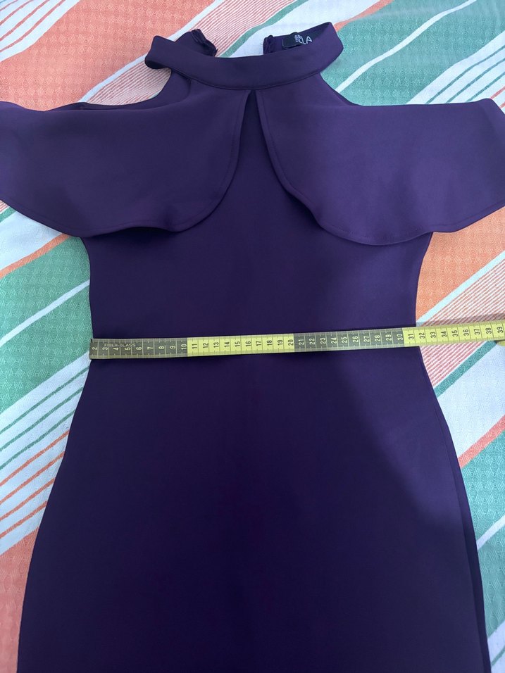 Mor Drapeli kısa Abiye Elbise - Görsel 2