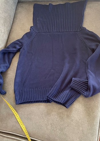 Kadın Lacivert Kayık Yaka Triko Kazak - Görsel 3