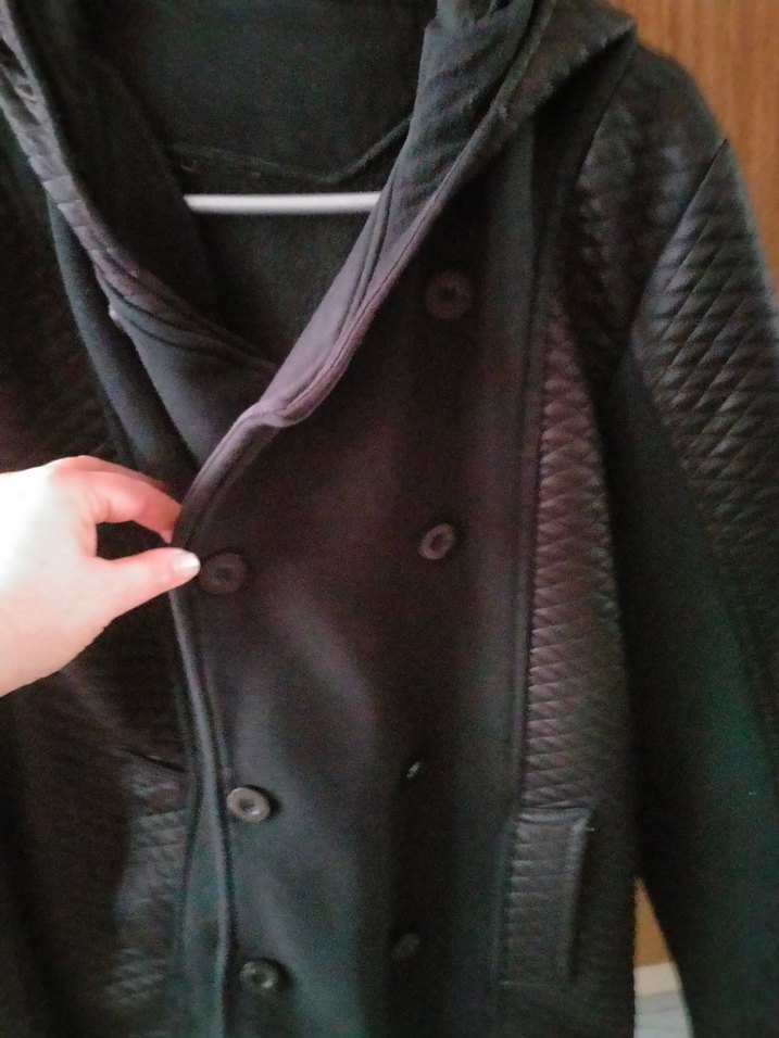 Siyah Süet Midi Düğmeli Ofis Ceket - Görsel 3