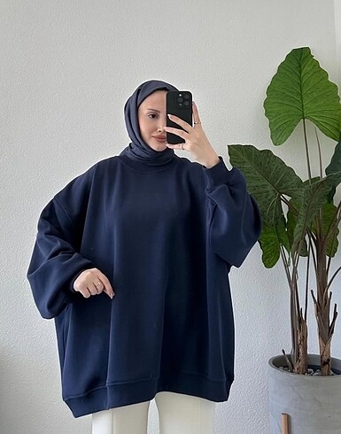 Lacivert şardonlu sweatshirt