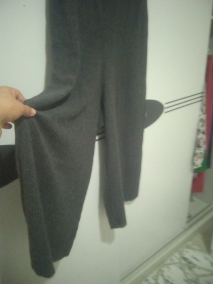 Gri Keten V Yaka Salaş Tulum - Görsel 4