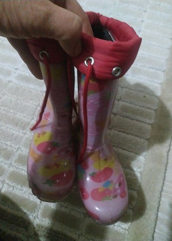 Kız Çocuk Pembe Bağcıklı Lastik Çizme - Görsel 7