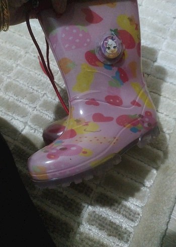Kız Çocuk Pembe Bağcıklı Lastik Çizme - Görsel 6