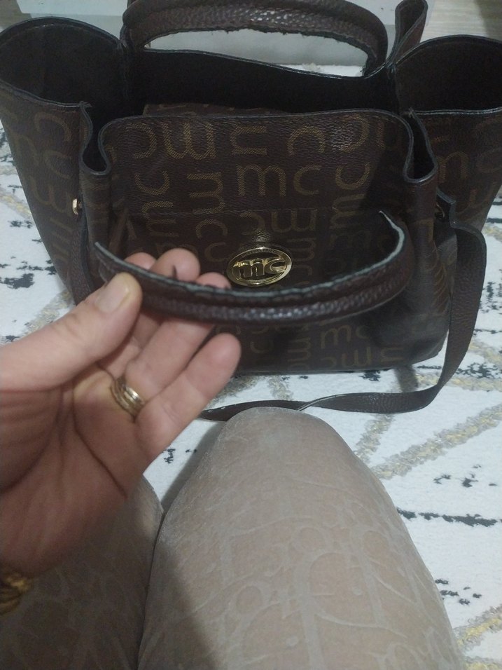 Kahverengi Deri Kadın Omuz Çantası - Görsel 5