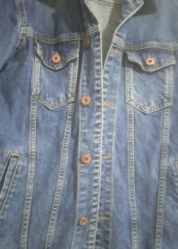 Düğmeli Mavi Kadın Denim Ceket